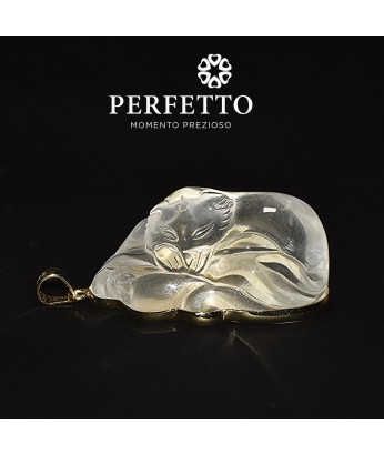 White Rabbit Fur Quartz Nine Tail Fox Pendant